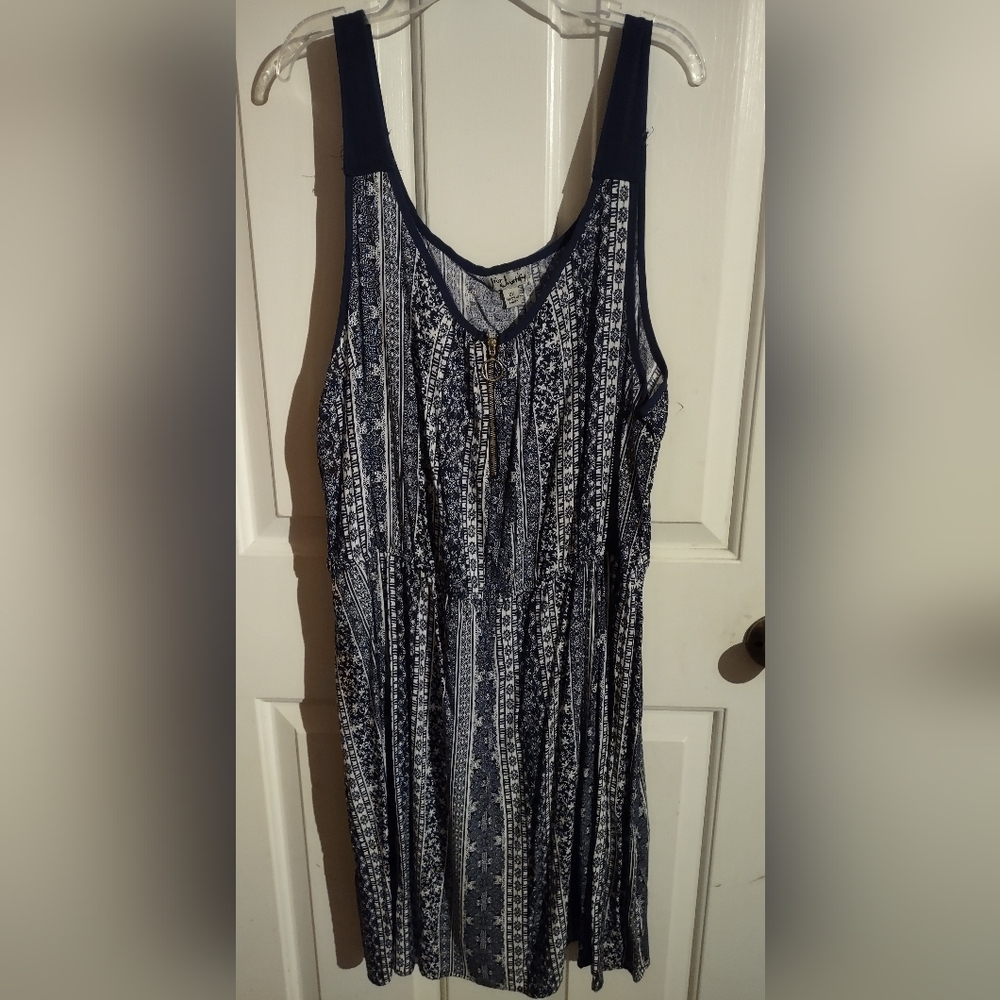 J for Justify white and blue dress